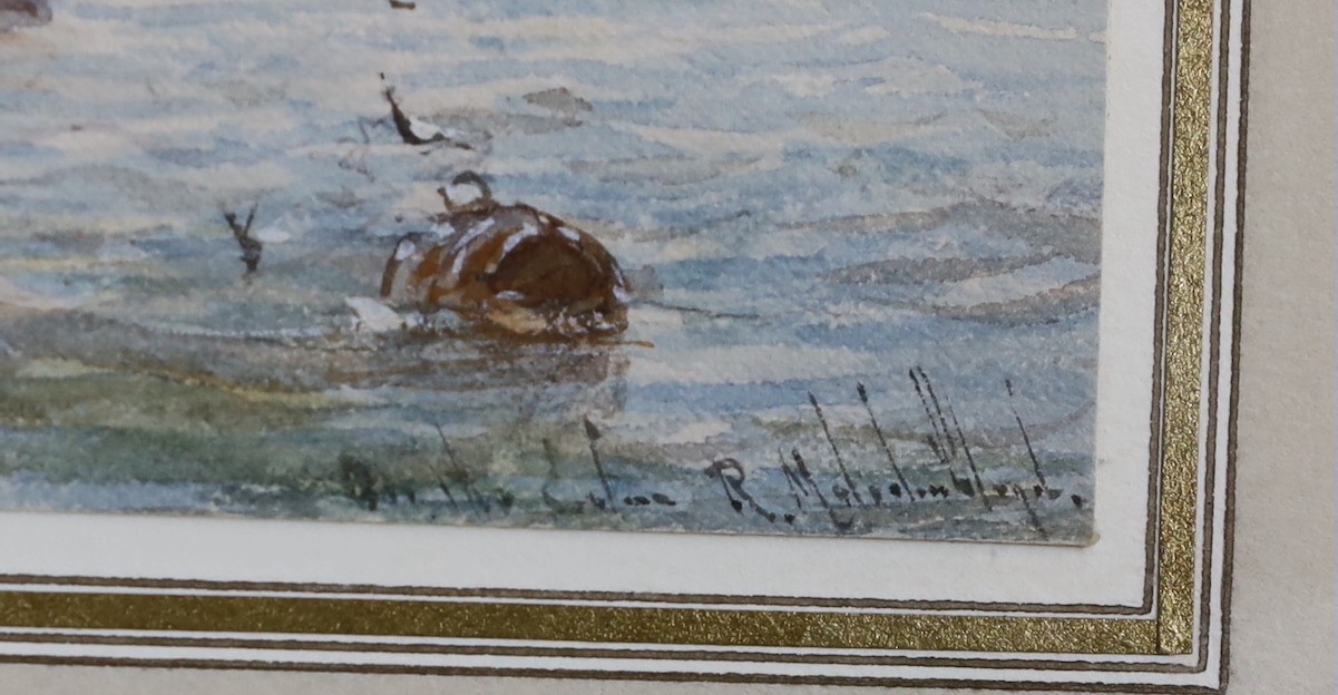 Robert Malcolm Lloyd (fl.1879-1900), watercolour, 'On the River Colne, Essex', signed, 12 x 17cm
